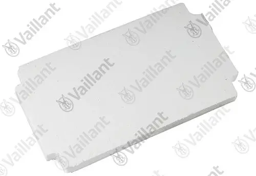 Weiße Isolierplatte von Vaillant, rechteckige Form mit abgerundeten Ecken. Minimalistische Gestaltung ohne weitere Details oder Markierungen auf der Oberfläche.
